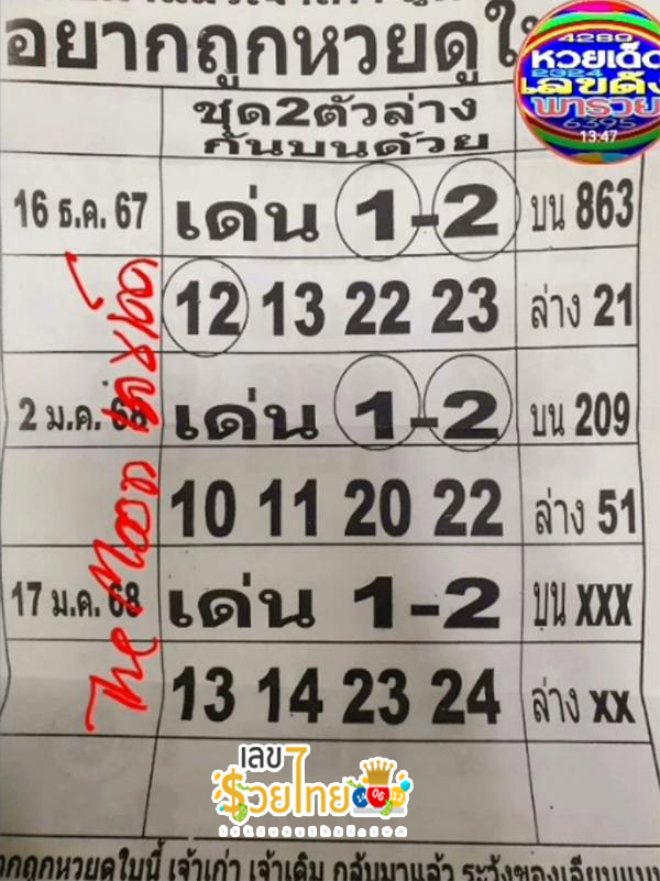 อยากถูกหวยดูใบนี้ 17 01 68 - "If you want to win the lottery, look at this ticket 17 01 68"