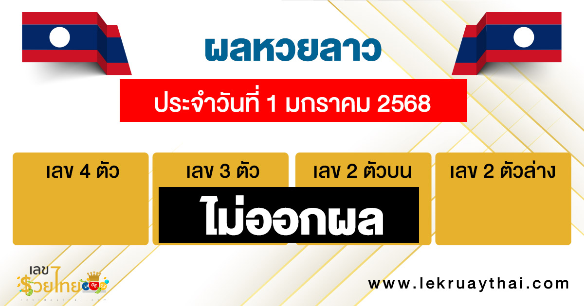 ผลหวยลาว 1/01/68 -"Lao lottery results 1/01/68"