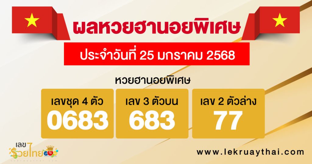 ผลหวยฮานอยพิเศษ 25/01/68 - "Special Hanoi lottery results 25.01.68"