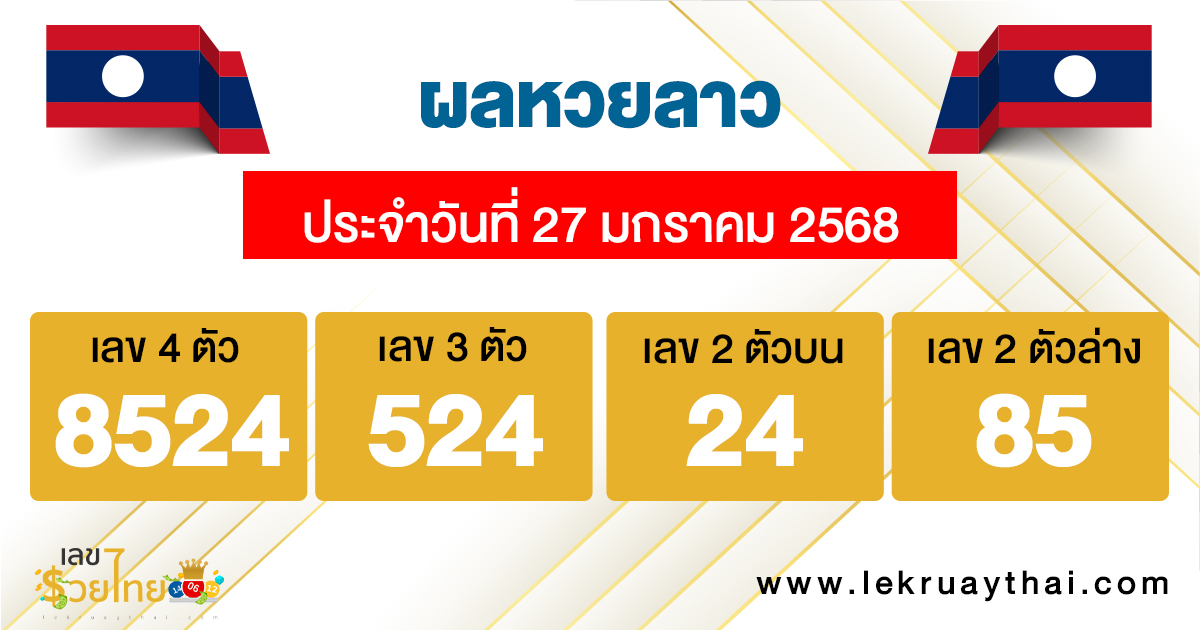 ผลหวยลาว 27/01/68 -"Check lottery numbers"