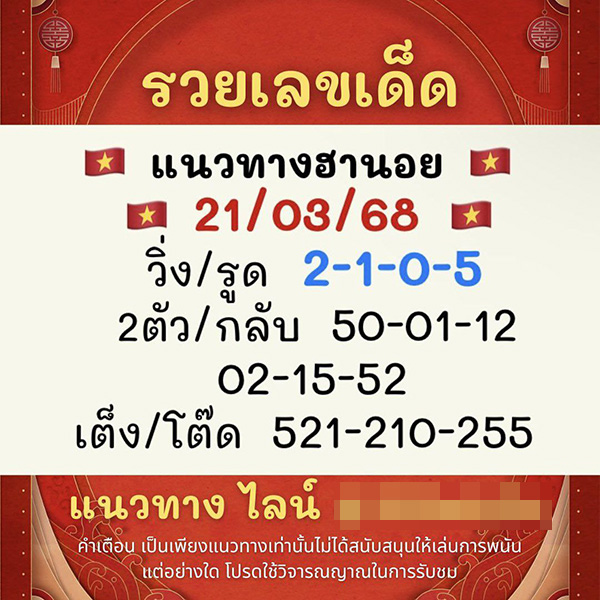 รูปภาพแนวทางฮานอยจากรวยเลขเด็ดของ heng99