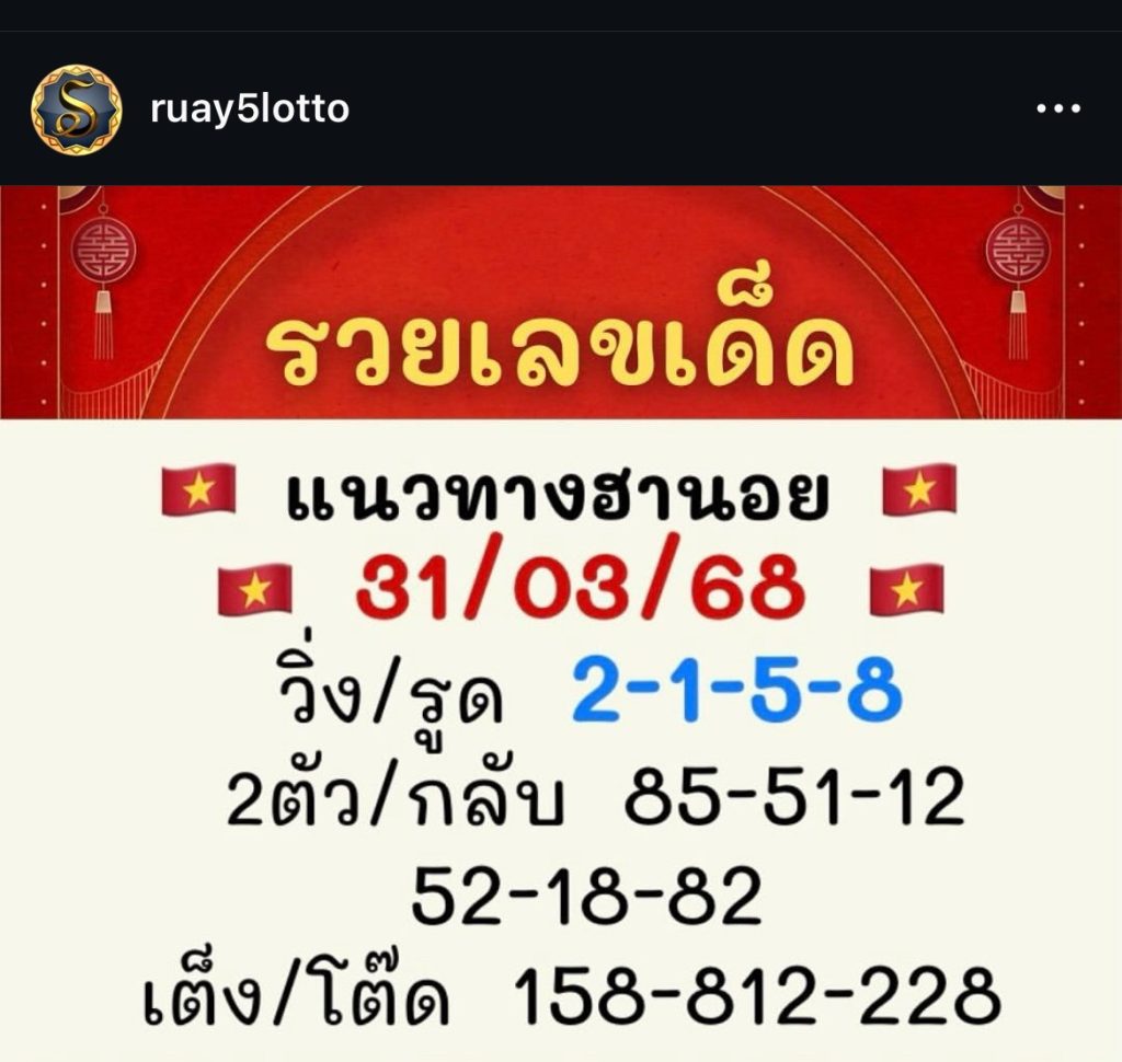 รูปภาพแนวทางหวยฮานอยของ lekdedonline