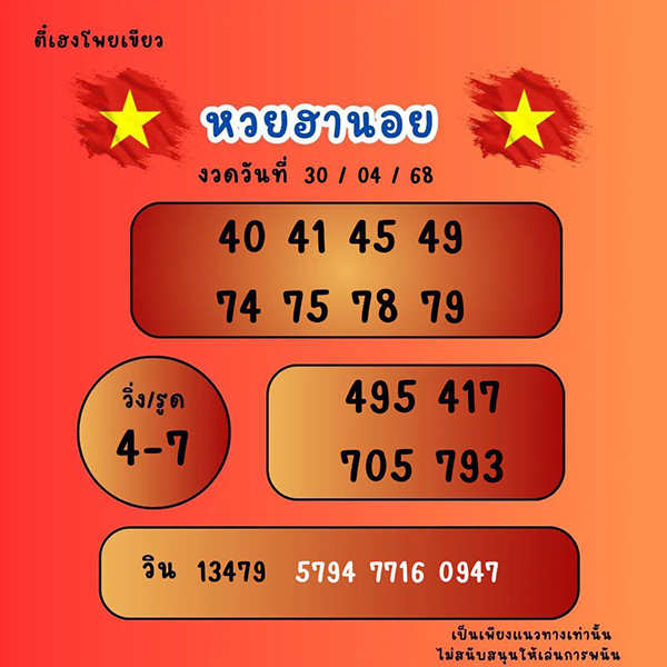 รูปภาพหวยฮานอยตี๋เฮงโพยเขียวของ lekdedonline