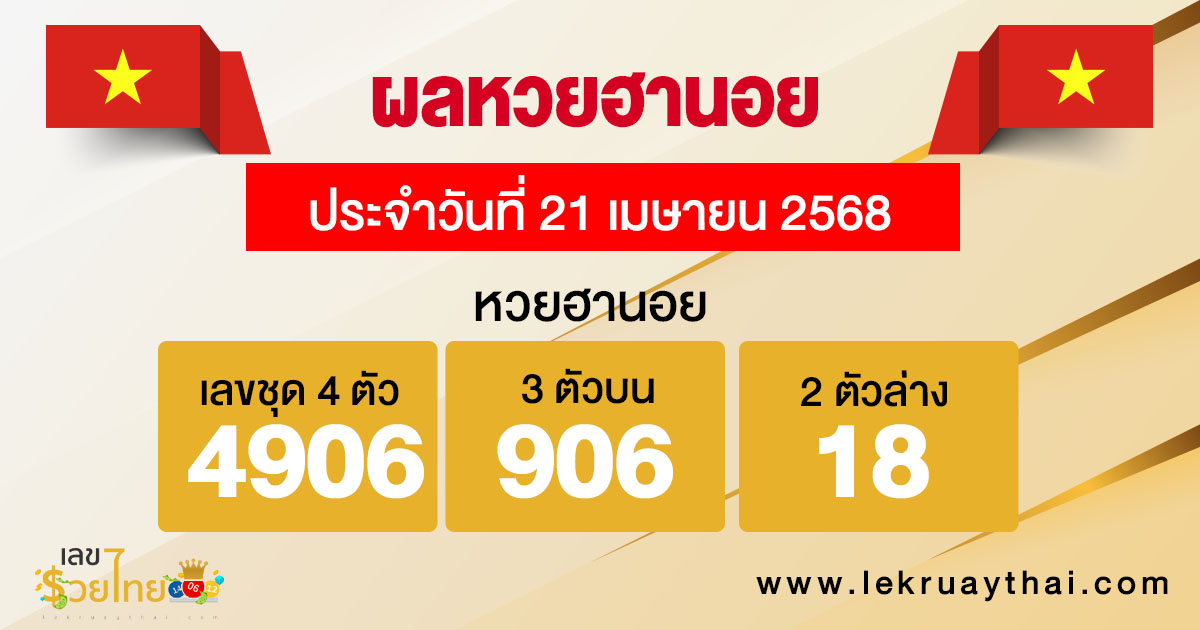 รูปภาพผลหวยฮานอยวันนี้ของ lekdedonline