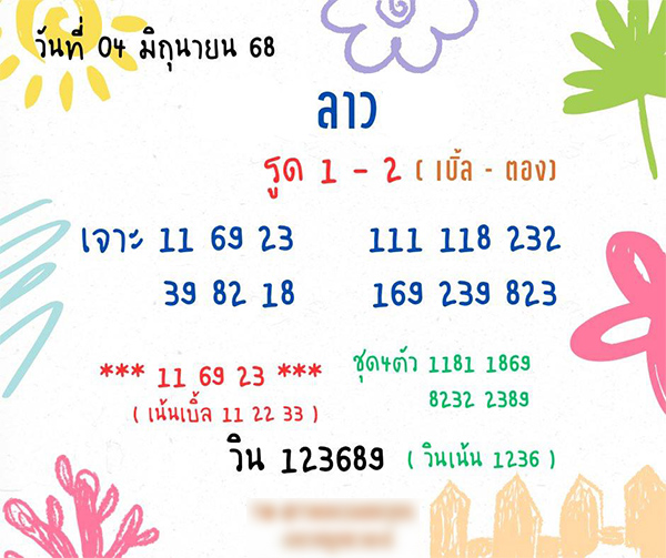 รูปภาพเลขเด็ดหวยลาวซุปเปอร์จากเซียนของ lekdedonline