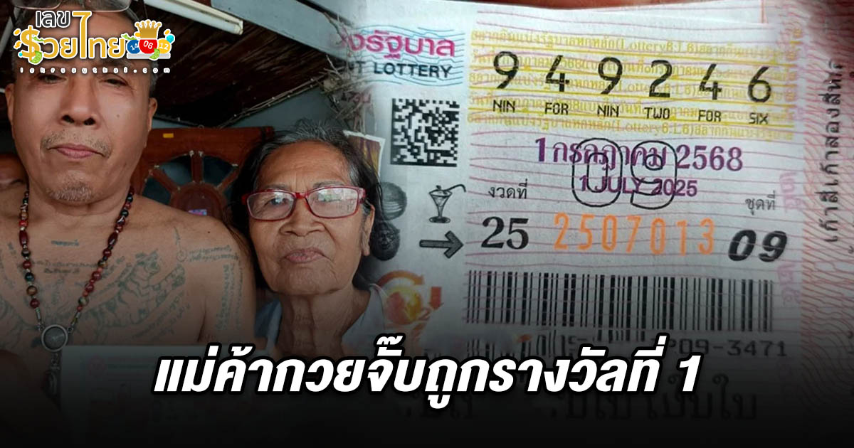 เจอตัวแล้ว!  คนถูกหวย 1/7/68 ป้าเป้าแม่ค้ากวยจั๊บสุดเฮงถูกรางวัลที่ 1 รับ 6 ล้าน พร้อมแจกกวยจั๊บฟรี 500 ถุง