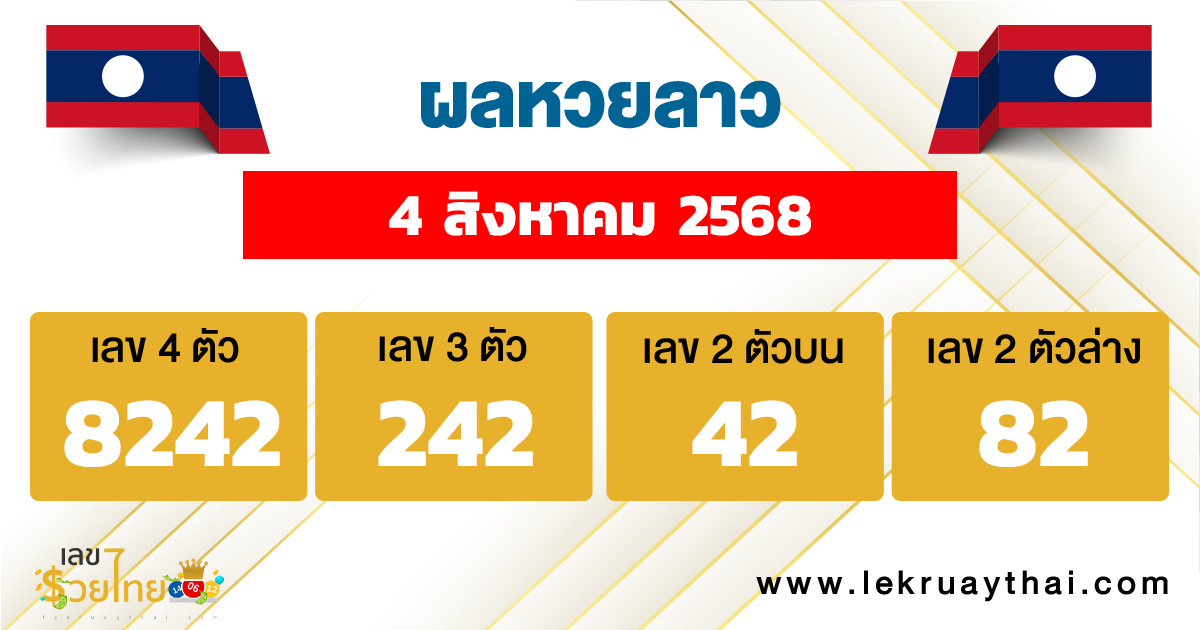 ผลหวยลาวล่าสุด 4/8/68