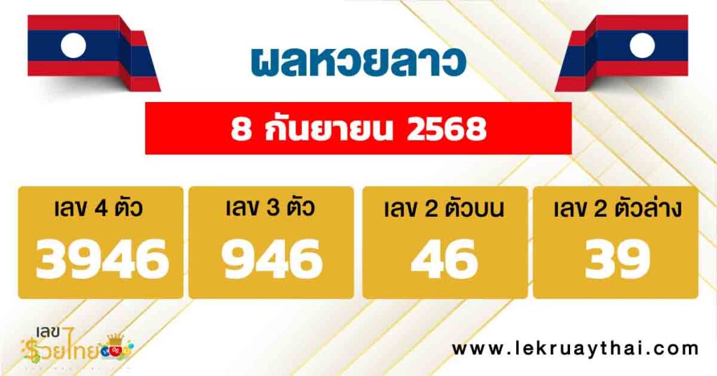 ผลหวยลาว 8/10/68