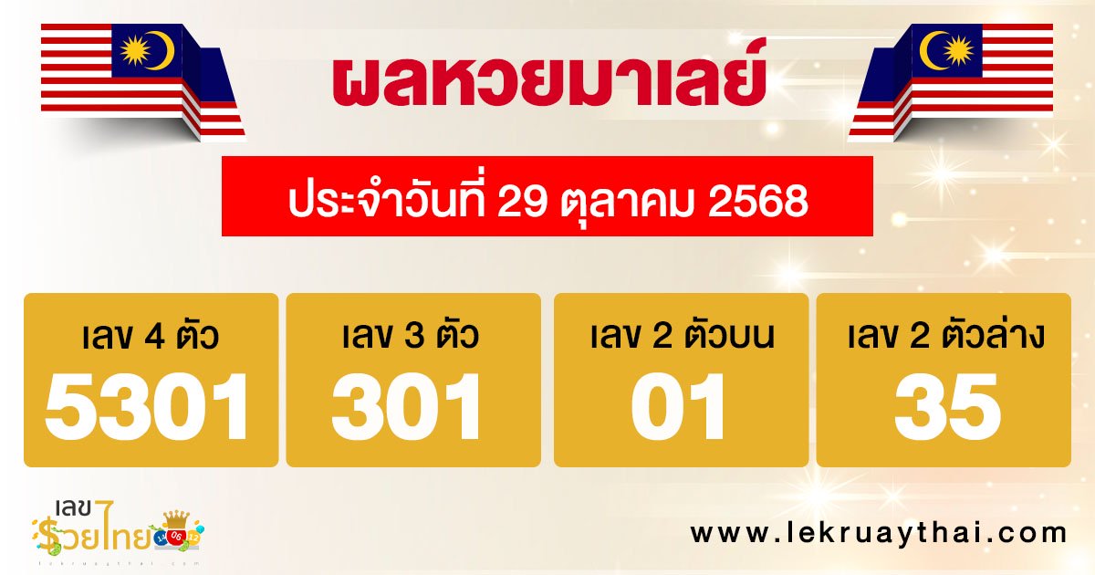 รูปภาพผลหวยมาเลย์วันนี้ของ lekdedonline